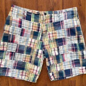 Chor Bermuda Golf Shorts Men’s Size 40 Patchwork Madras Plaid Pocket Flat Front